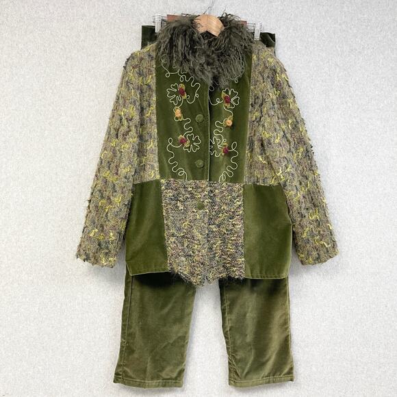 Audrey Elizabeth Velvet Pant Set Womens Medium Patchwork Woodsy Goblincore 70s‎ - Picture 2 of 16
